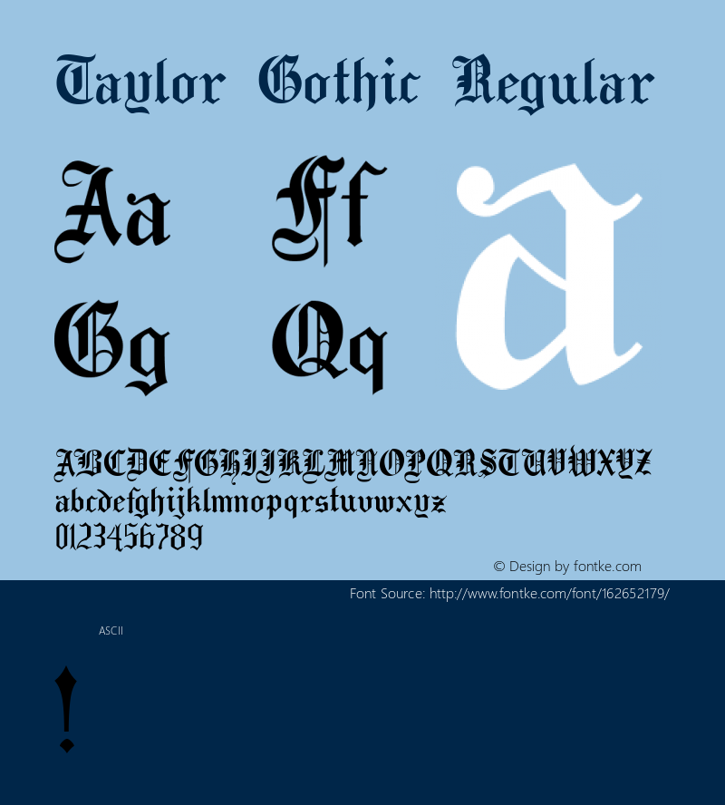 Taylor Gothic Version 1.00;November 23, 2020;FontCreator 13.0.0.2683 64-bit图片样张