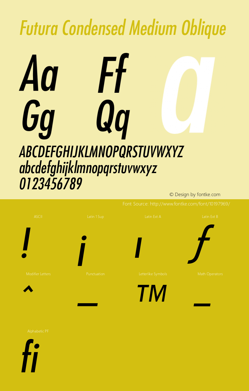 Futura Condensed Medium Oblique 001.000图片样张