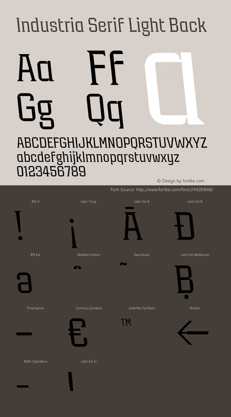 Industria Serif Light Back Version 1.000;FEAKit 1.0图片样张