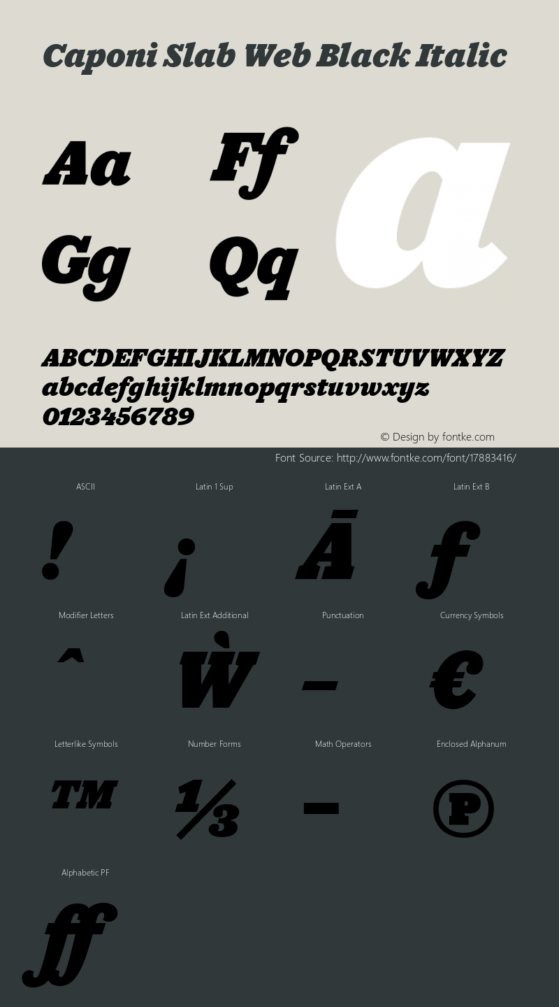 Caponi Slab Web Black Italic Version 1.1 2010图片样张