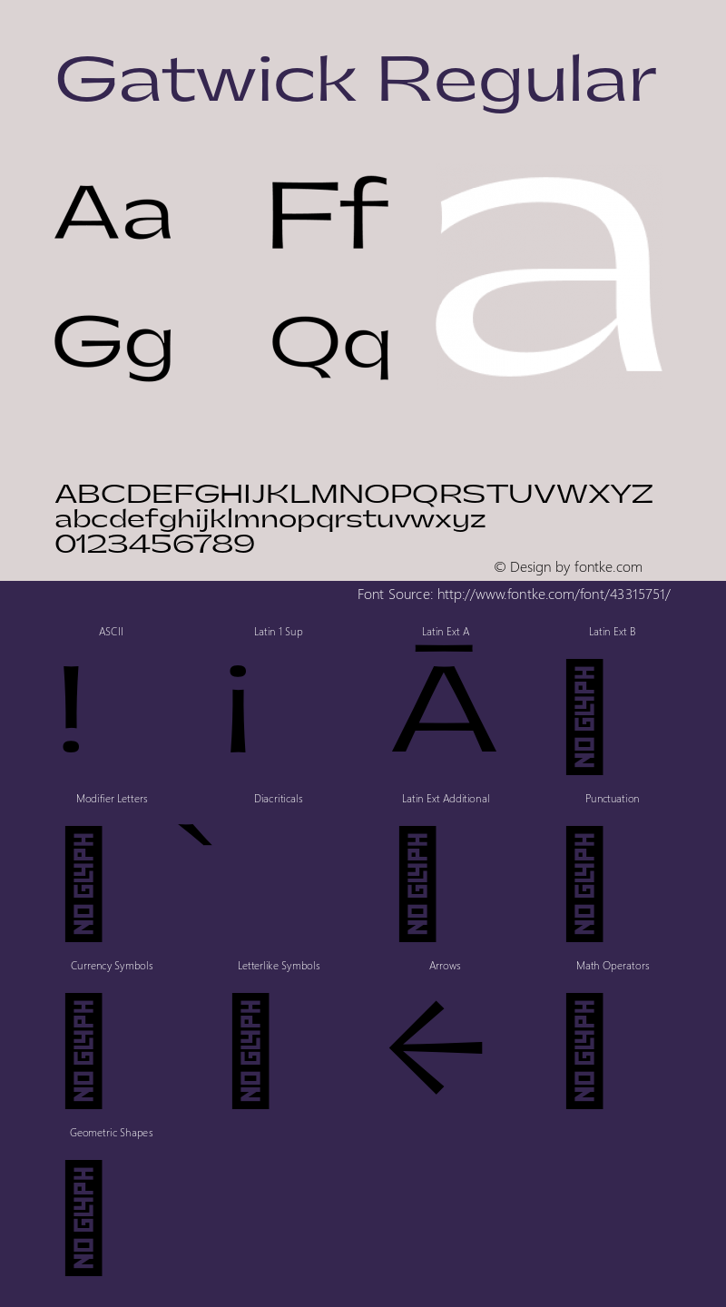 Gatwick Regular Version 1.000;hotconv 1.0.109;makeotfexe 2.5.65596图片样张