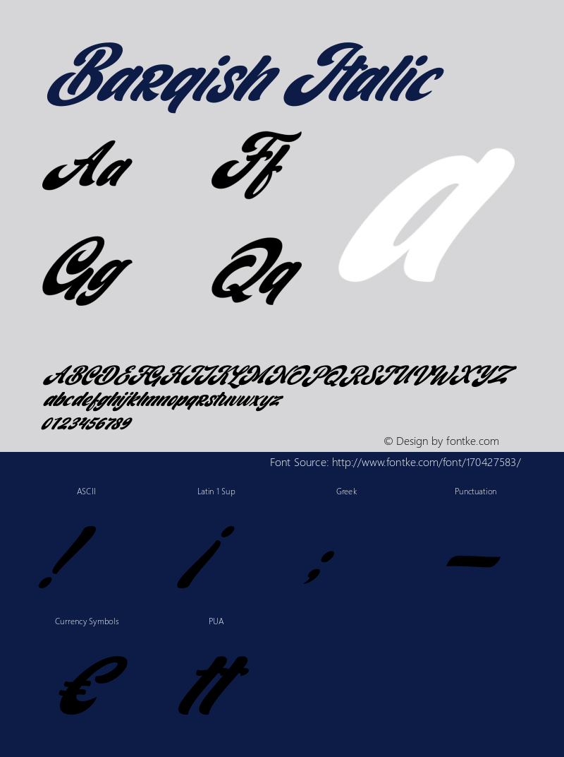 Barqish Italic Version 1.00;January 23, 2021;FontCreator 12.0.0.2563 64-bit图片样张