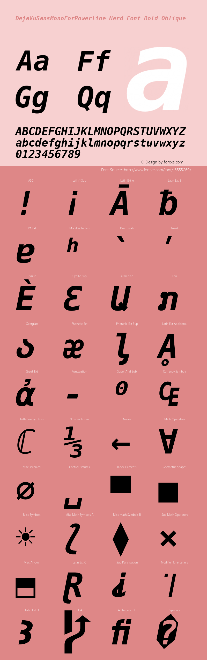 DejaVuSansMonoForPowerline Nerd Font Bold Oblique Version 2.33图片样张