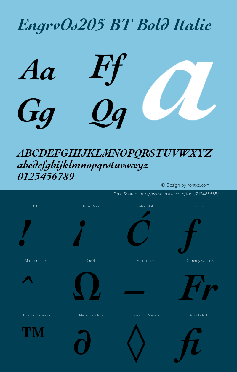 EngrvOs205 BT Bold Italic Version 1.01 emb4-OT图片样张