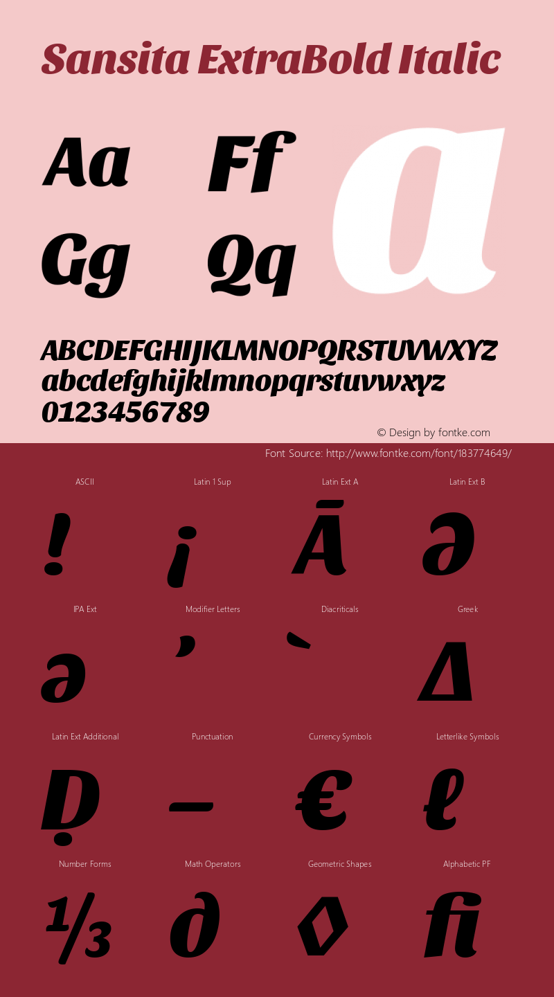 Sansita ExtraBold Italic Version 1.006; ttfautohint (v1.5)图片样张