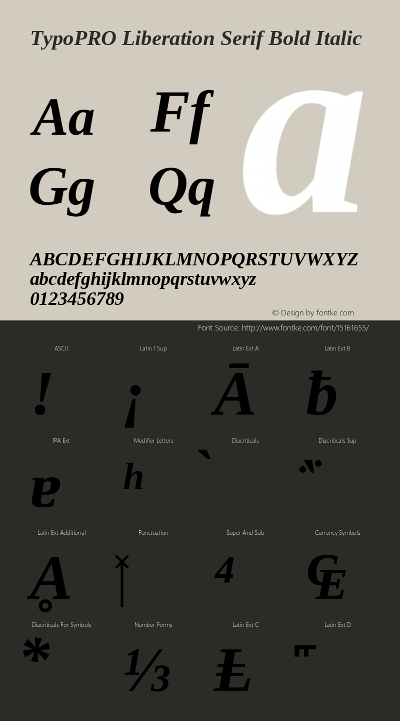 TypoPRO Liberation Serif Bold Italic Version 2.00.1图片样张