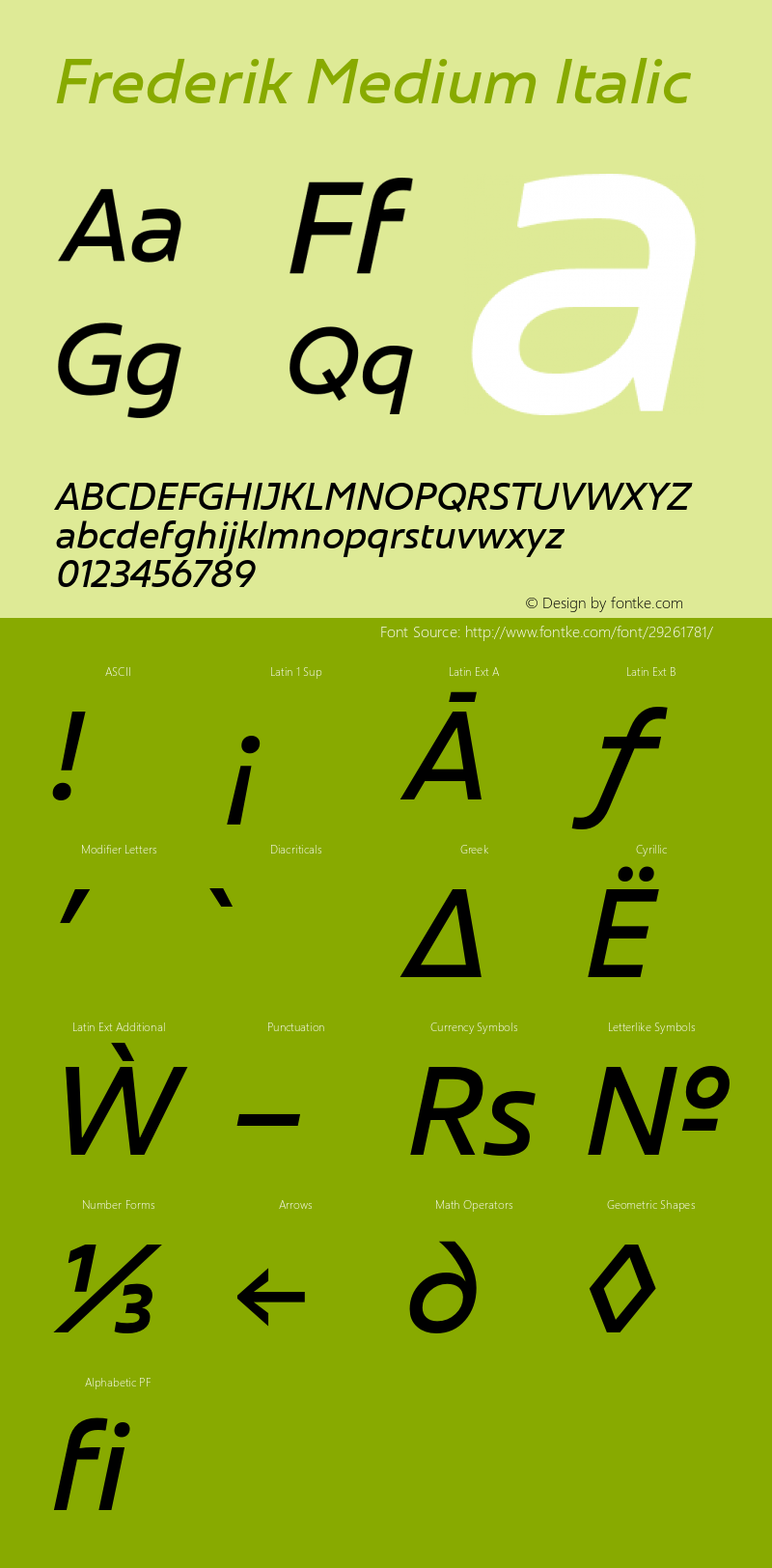 Frederik-MediumItalic Version 001.000 February 2019;YWFTv17图片样张