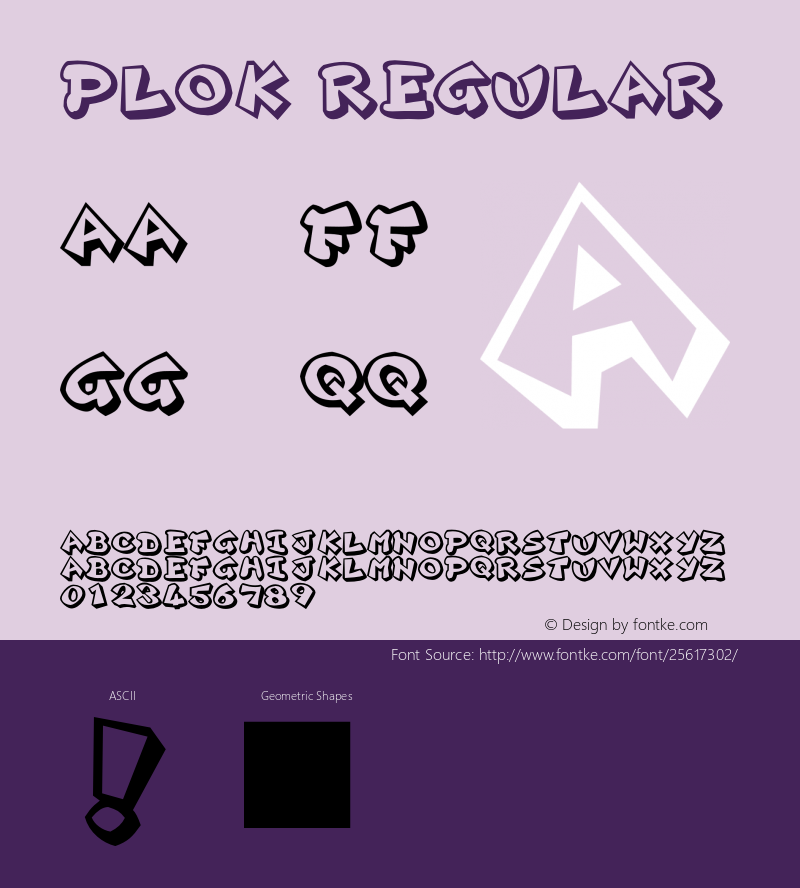 Plok Regular Macromedia Fontographer 4.1 8/20/98图片样张