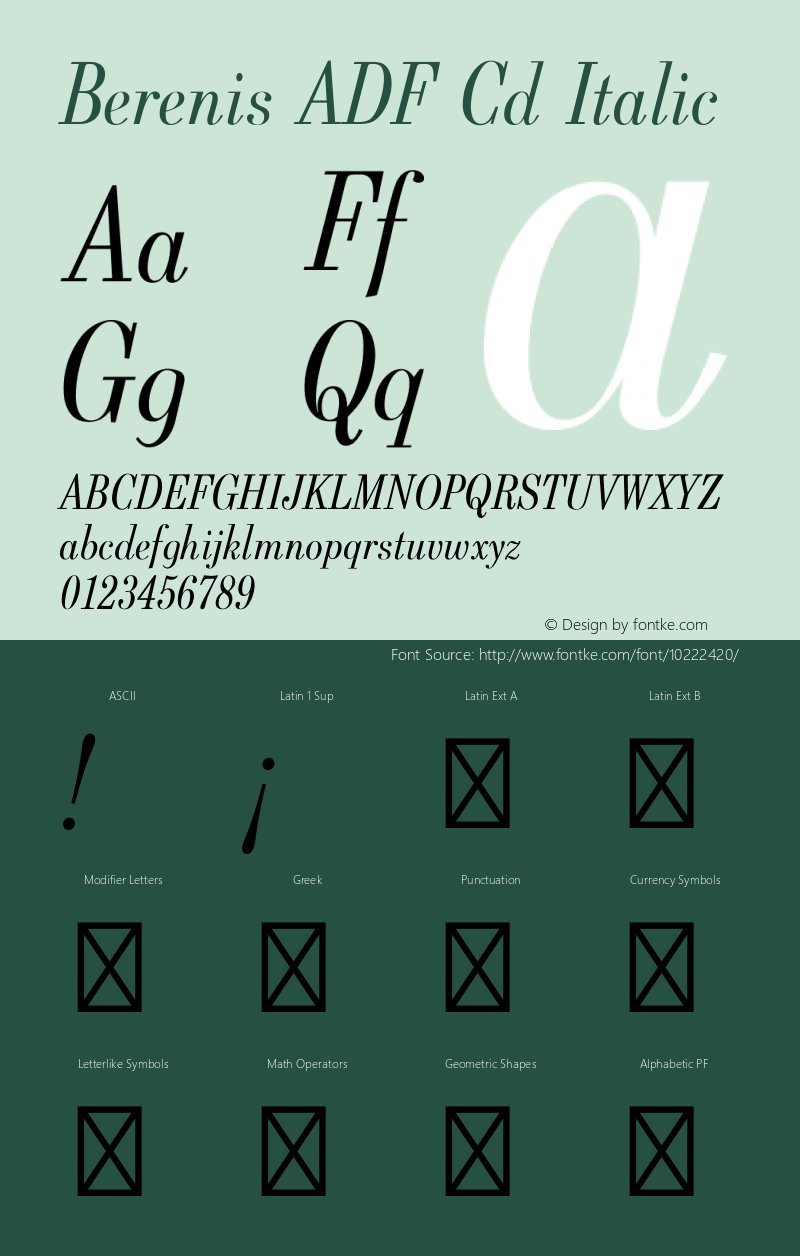 Berenis ADF Cd Italic 1.001 FontForge图片样张