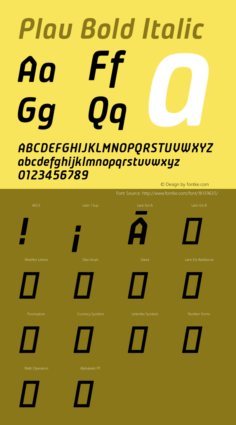 Plau Bold Italic Version 2.001;PS 002.001;hotconv 1.0.70;makeotf.lib2.5.58329图片样张