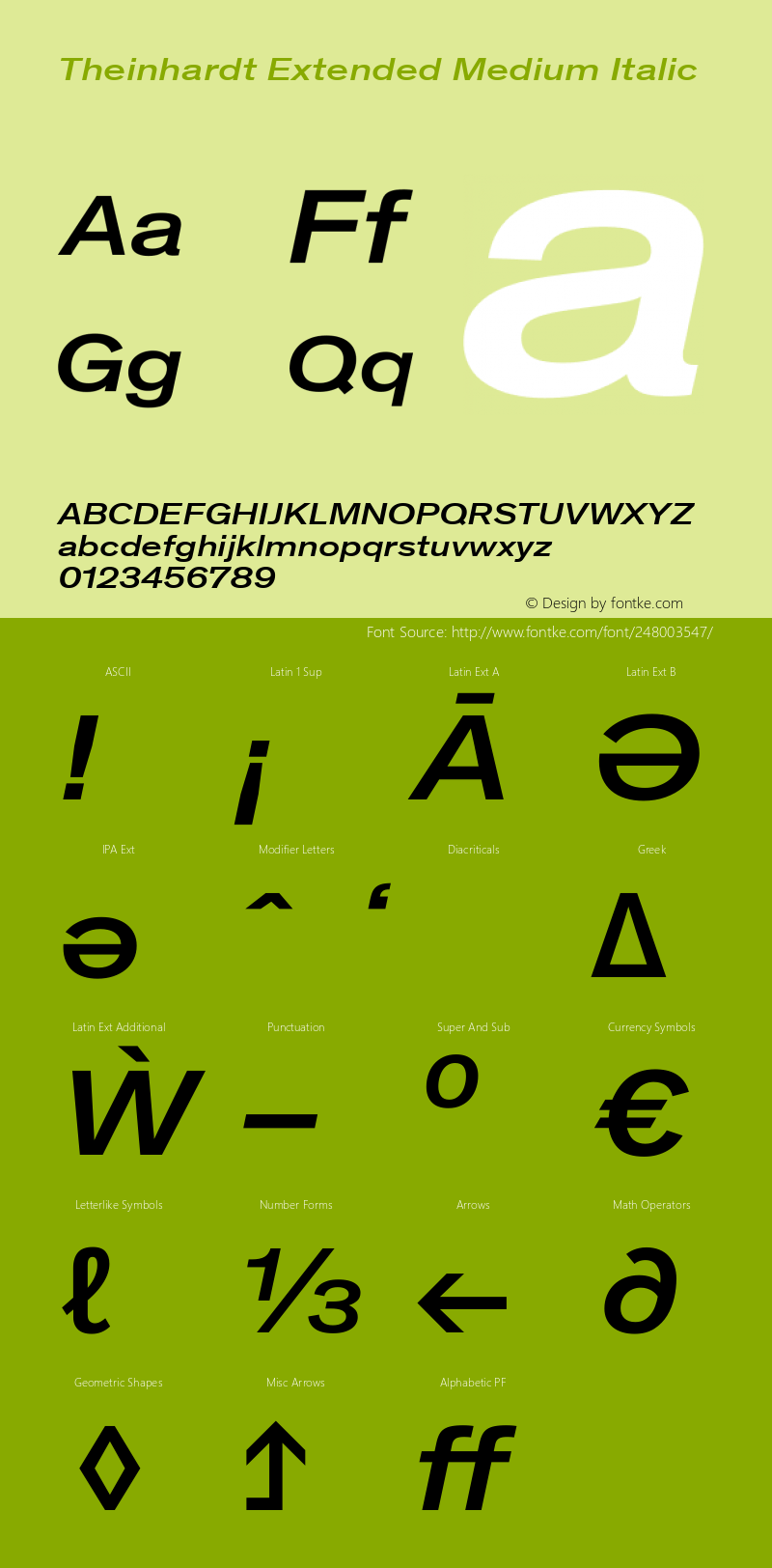Theinhardt Extended Medium Italic Version 1.002; build 0002图片样张