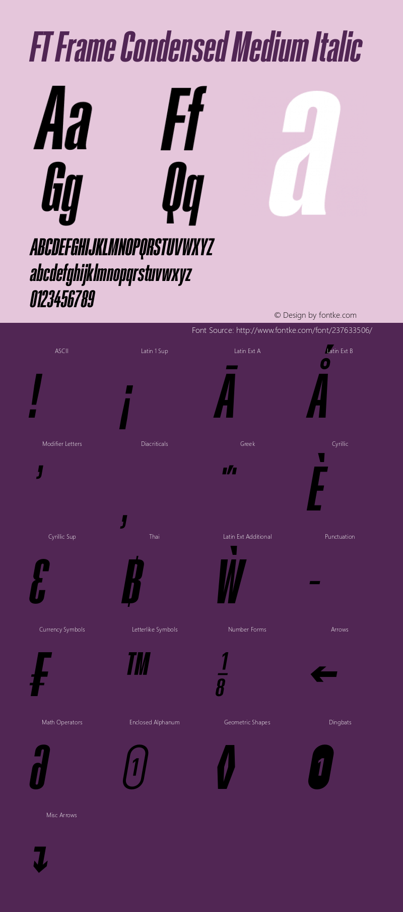 FT Frame Condensed Medium Italic Version 1.000;FEAKit 1.0图片样张