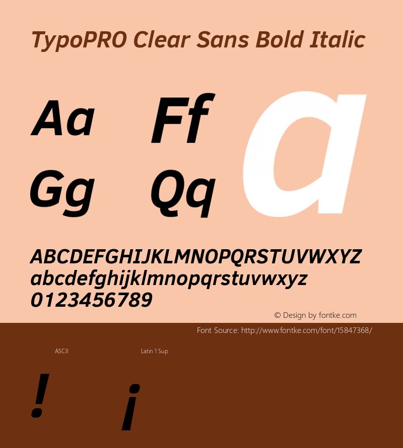 TypoPRO Clear Sans Bold Italic Version 1.00图片样张