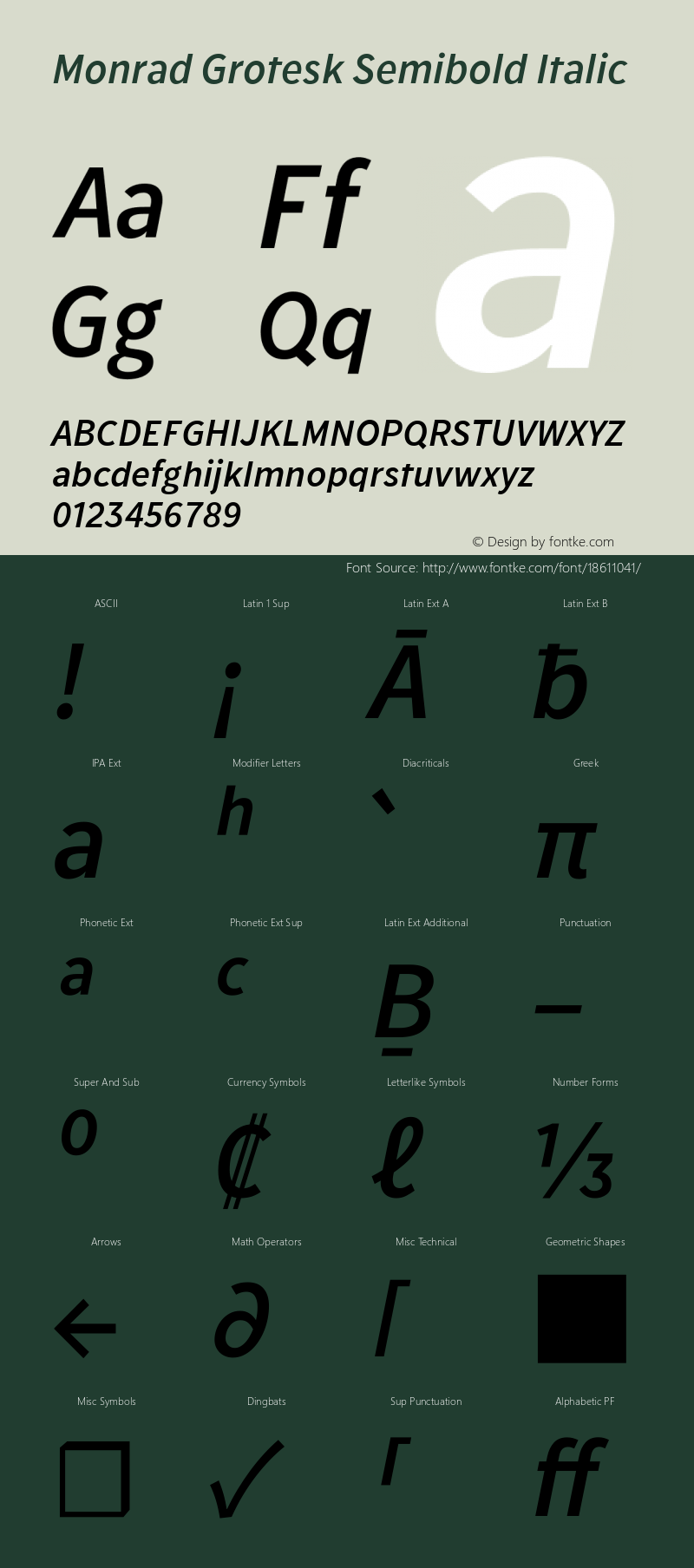 Monrad Grotesk Semibold Italic Version 1.065;PS Version 2.0;hotconv 1.0.78;makeotf.lib2.5.61930图片样张