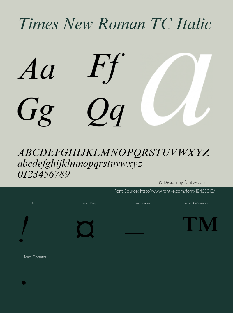 Times New Roman TC Italic Version 1.0 - November 1992图片样张