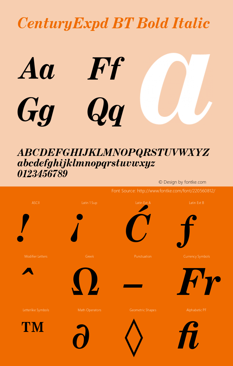 CenturyExpd BT Bold Italic Version 1.01 emb4-OT图片样张