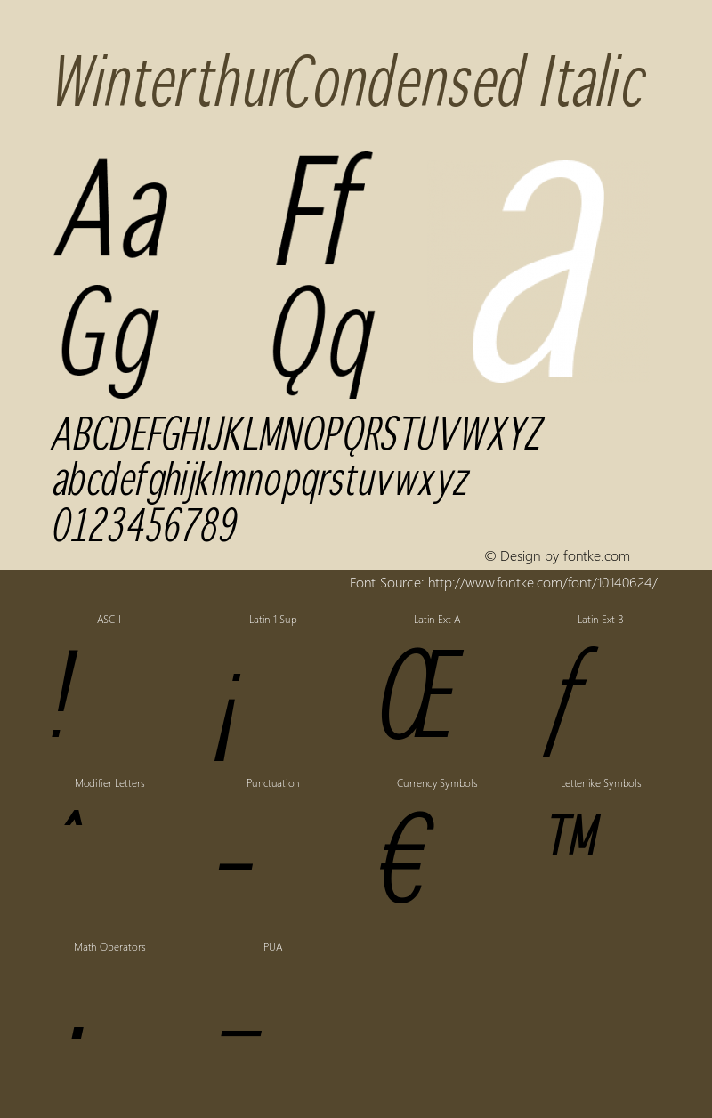 WinterthurCondensed Italic 1.0 2005-03-31图片样张