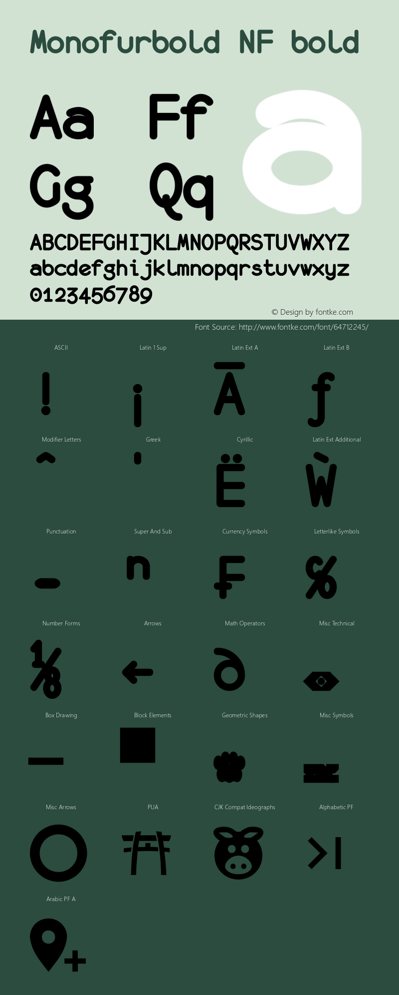 monofur bold Nerd Font Complete Windows Compatible 1.0 2014-12-12图片样张