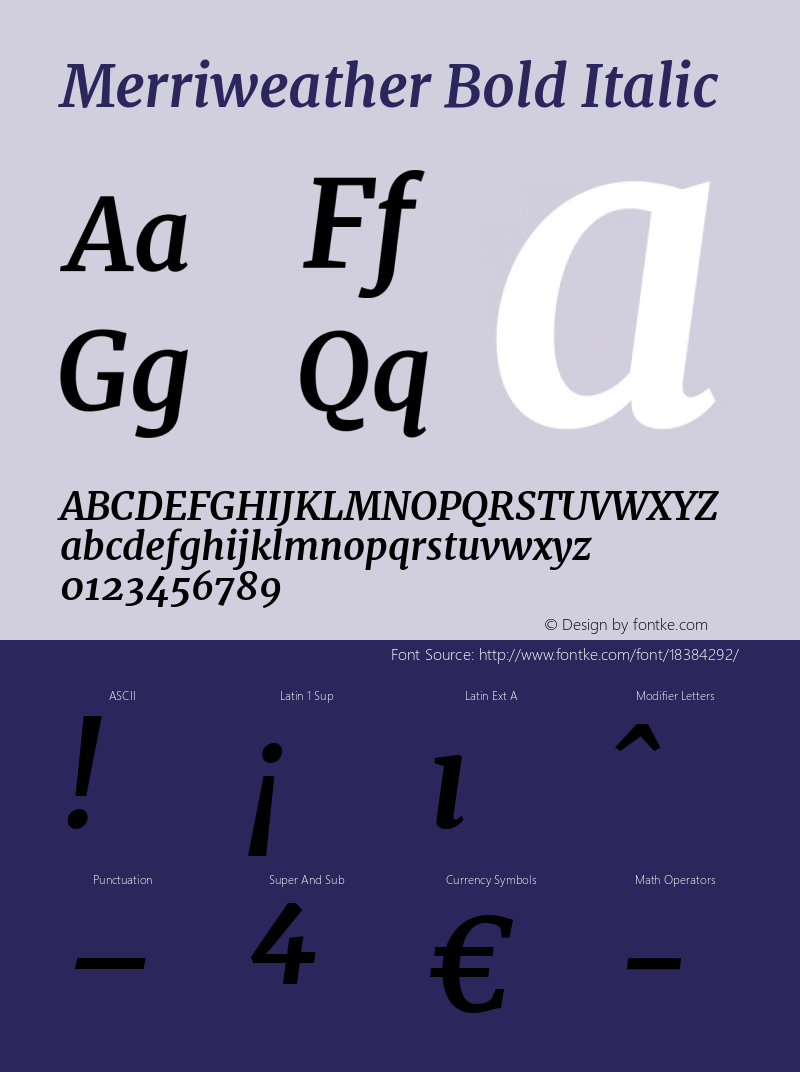 Merriweather Bold Italic Version 1.001图片样张