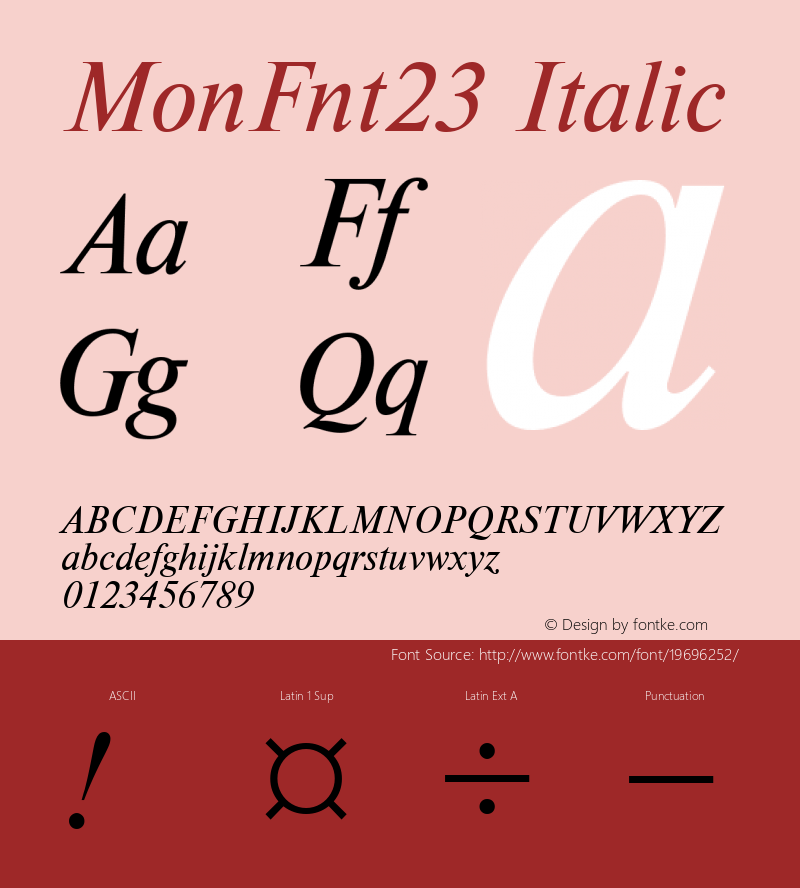 MonFnt23 Italic Version 1.00图片样张