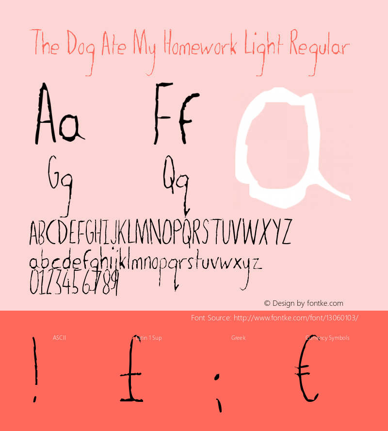 The Dog Ate My Homework Light Regular Version 1.00 April 18, 2016, initial release图片样张
