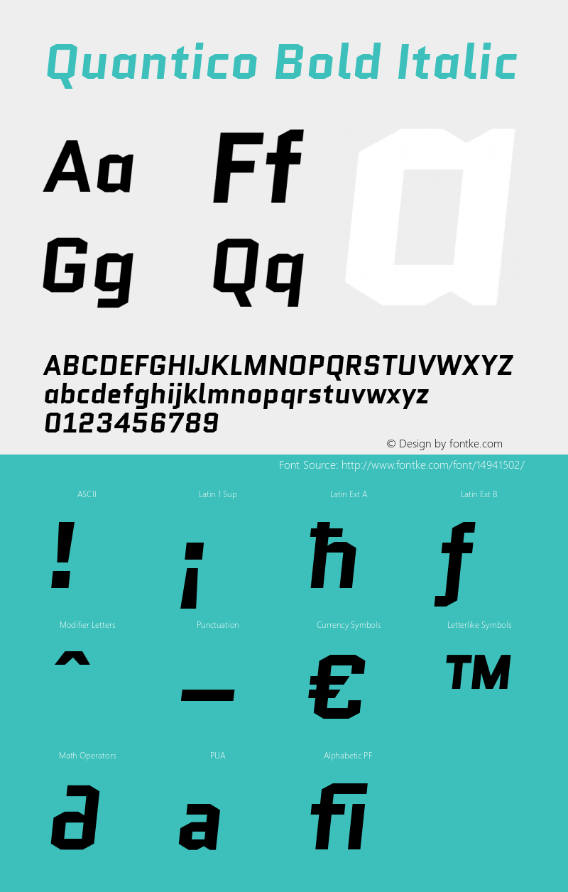 Quantico Bold Italic Version 2.002图片样张