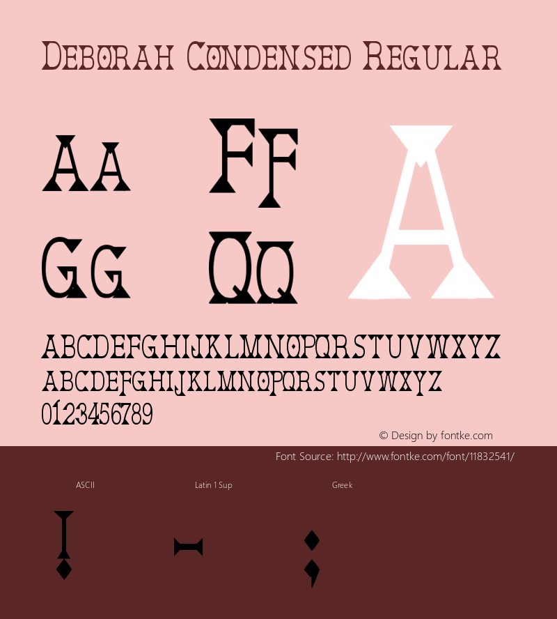 Deborah Condensed Regular Version 1.00 October 5, 2008, initial release图片样张