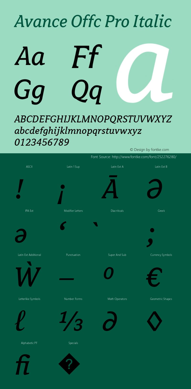 Avance Offc Pro Italic Version 7.504; 2010; Build 1021图片样张