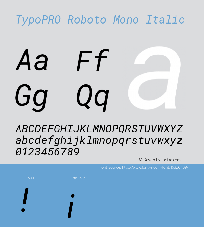 TypoPRO Roboto Mono Italic Version 2.000985; 2015; ttfautohint (v1.3)图片样张