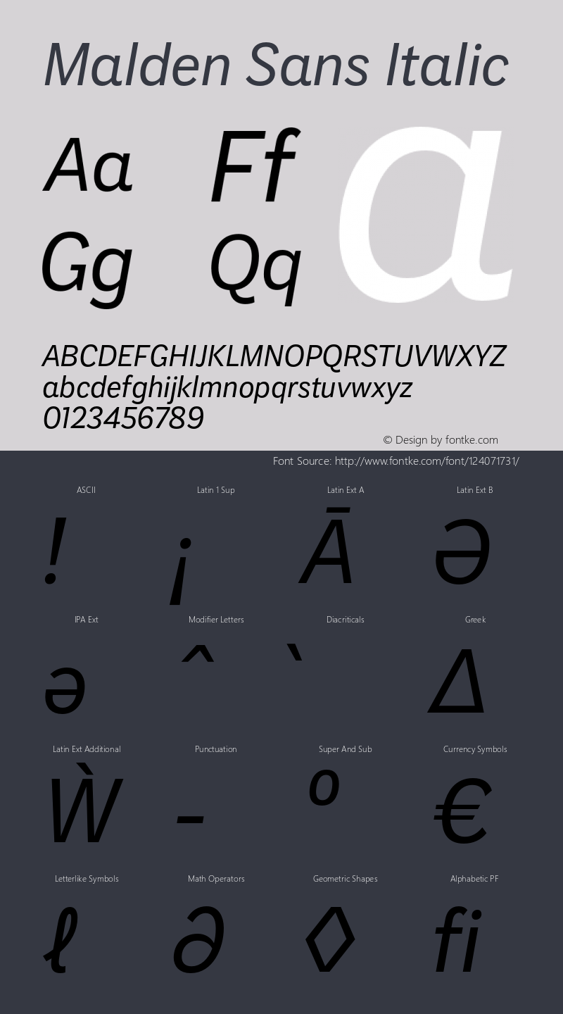 Malden Sans Italic Version 1.00, build 13, s3图片样张