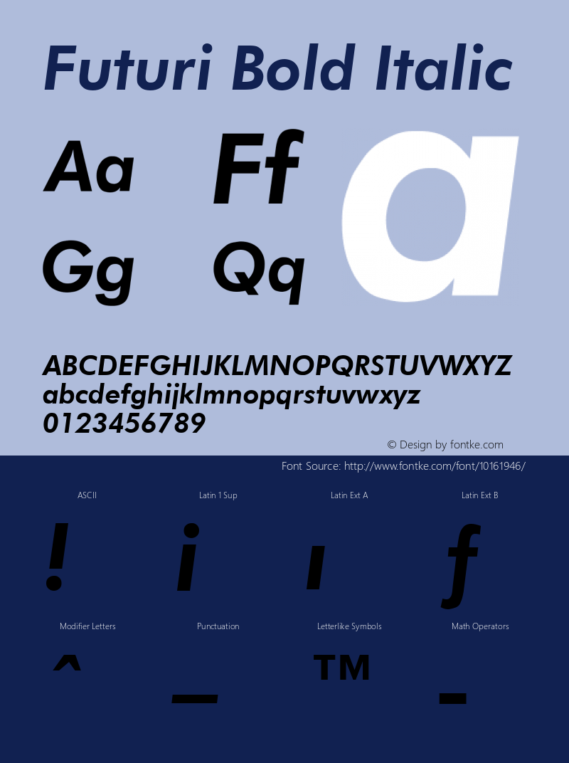 Futuri Bold Italic Rev. 002.001图片样张