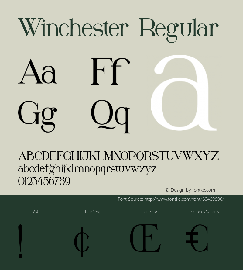 Winchester Version 1.00;March 18, 2020;FontCreator 12.0.0.2563 64-bit图片样张