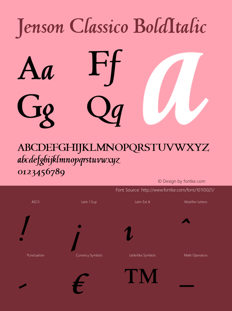 Jenson Classico BoldItalic Macromedia Fontographer 4.1.4 01‐11‐17图片样张