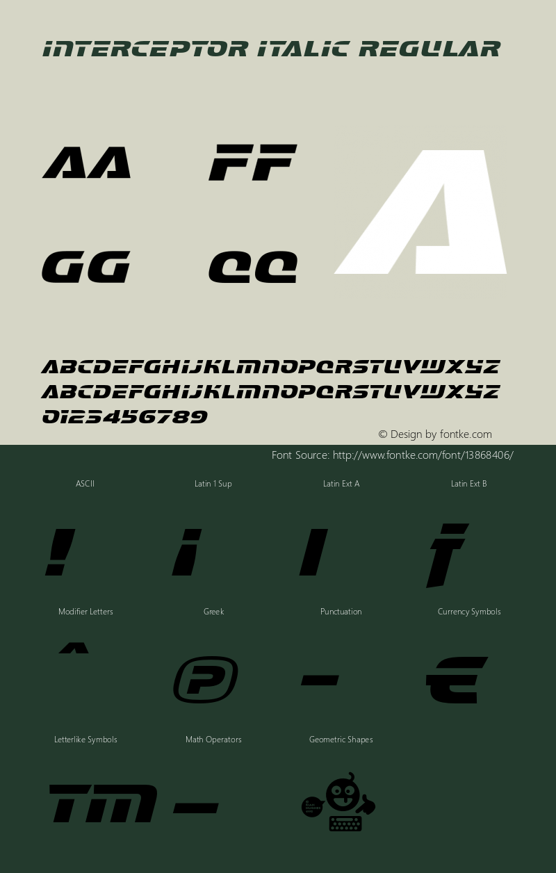 Interceptor Italic Regular Version 2.000图片样张