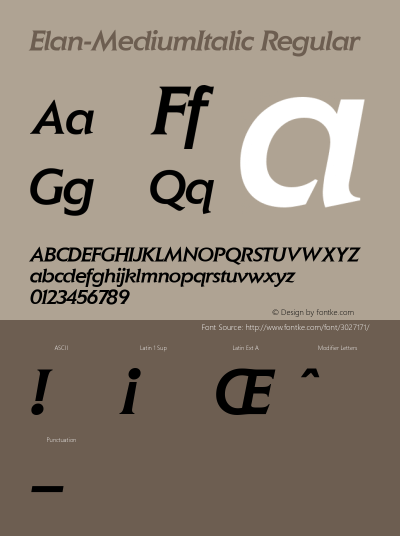 Elan-MediumItalic Regular 0.0图片样张