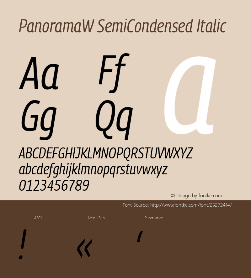 PanoramaW SemiCondensed Italic Version 1.001;PS 1.1;hotconv 1.0.72;makeotf.lib2.5.5900; ttfautohint (v0.92) -l 8 -r 50 -G 200 -x 14 -w 