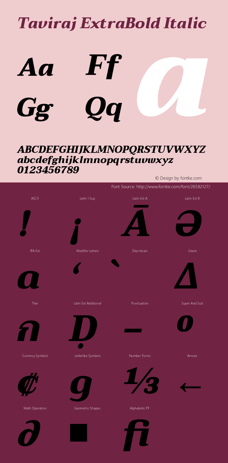 Taviraj ExtraBold Italic Version 1.000图片样张