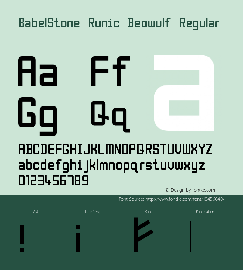 BabelStone Runic Beowulf Regular Version 1.04 November 6, 2013图片样张