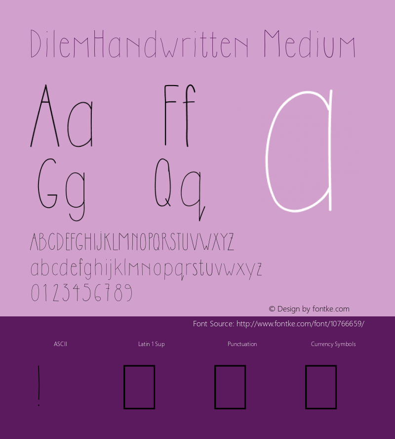 DilemHandwritten Medium Version 1.00 May 19, 2014, initial release图片样张