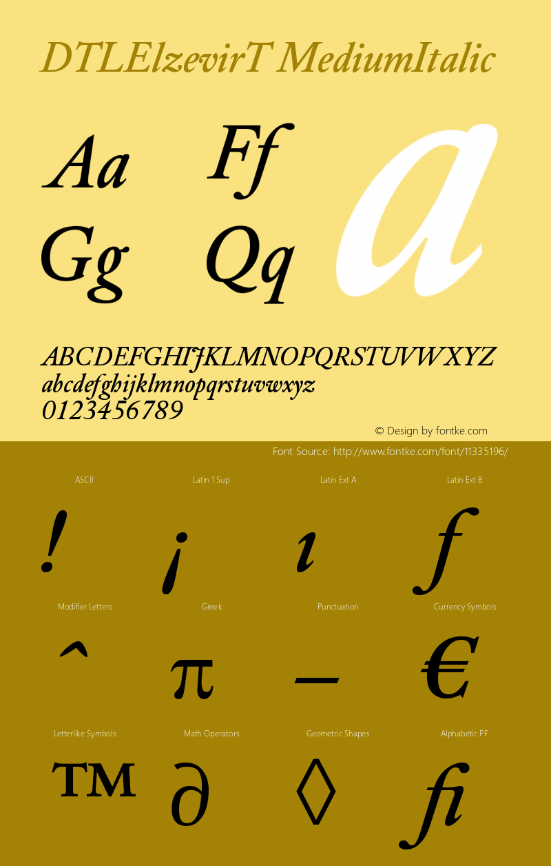 DTLElzevirT MediumItalic Version 001.000图片样张