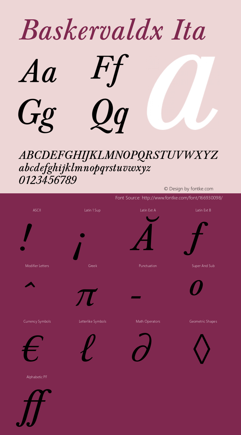 ADFBaskerville-Italic Version 1.0图片样张