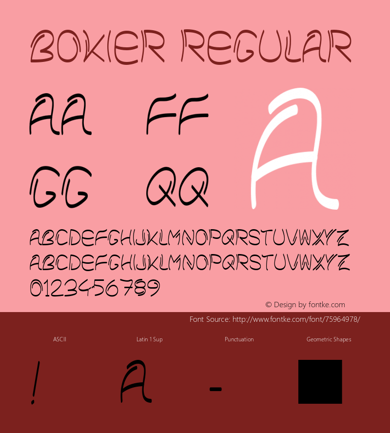 Bokier Regular Version 1.003;Fontself Maker 3.5.1图片样张