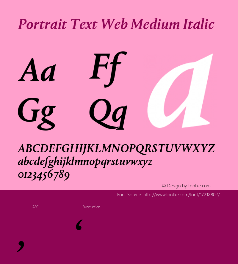 Portrait Text Web Medium Italic Version 1.1 2013图片样张