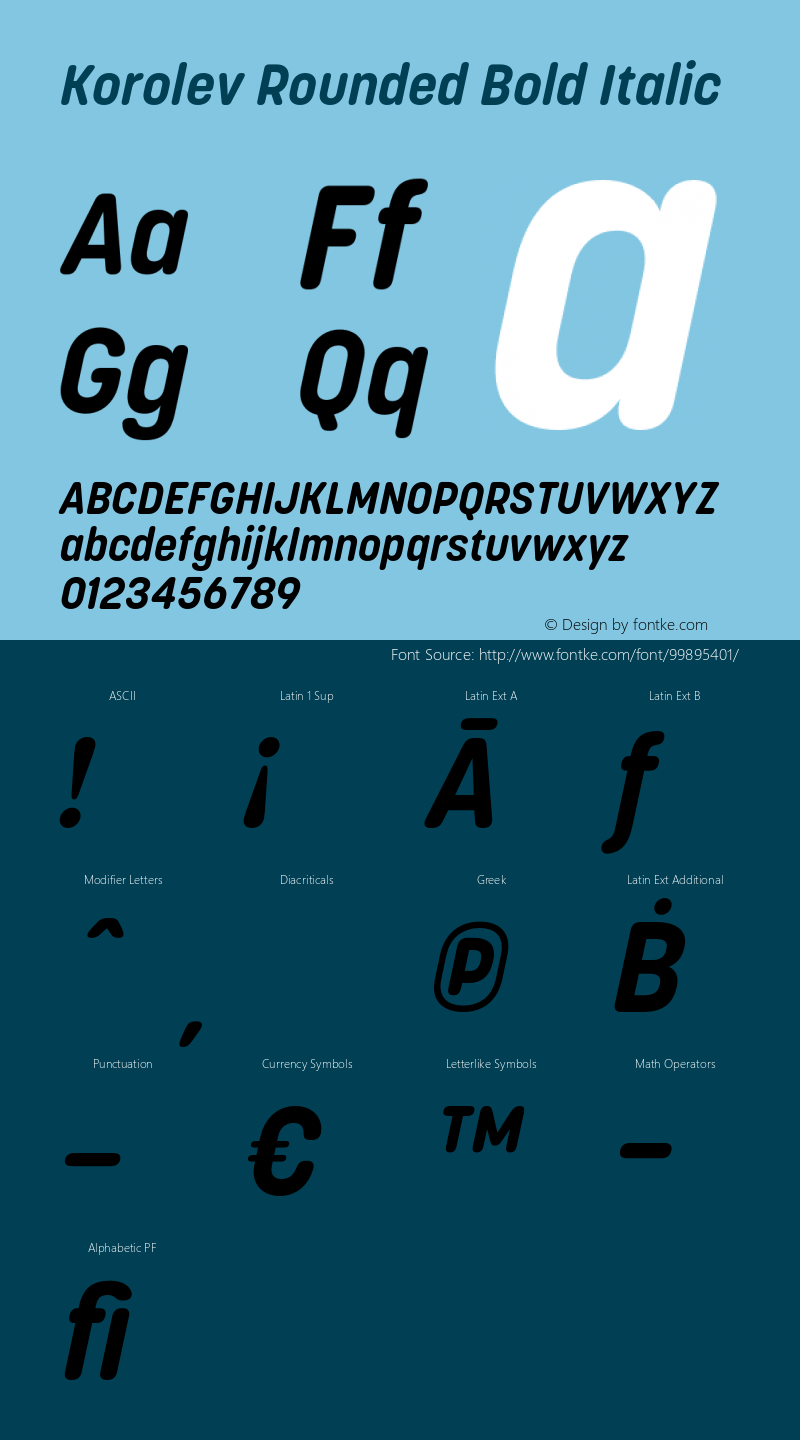 Korolev Rounded Bold Italic Version 2.000;hotconv 1.0.109;makeotfexe 2.5.65596图片样张