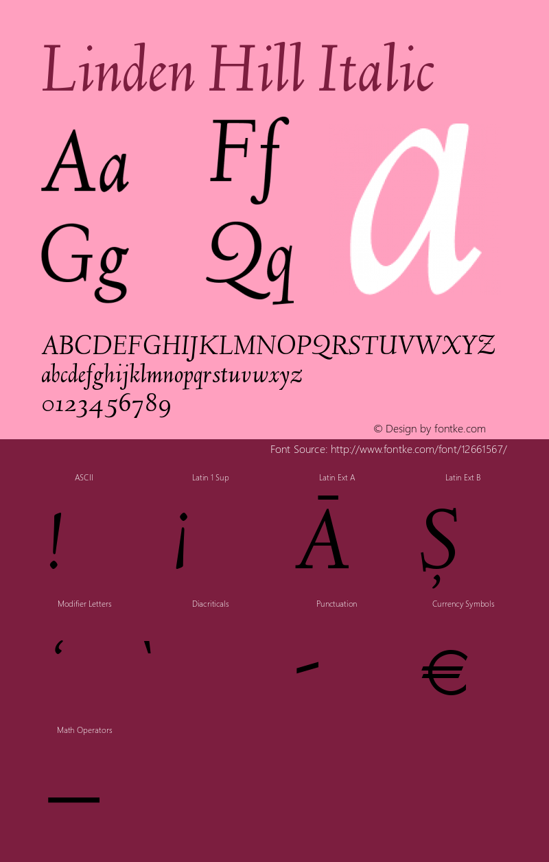 Linden Hill Italic Version 1.2图片样张