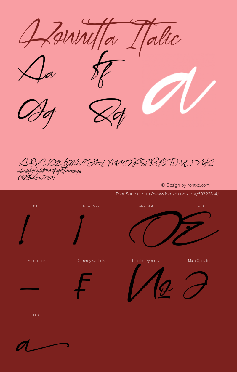 Honnitta Italic Version 1.00;March 20, 2020;FontCreator 12.0.0.2566 64-bit图片样张