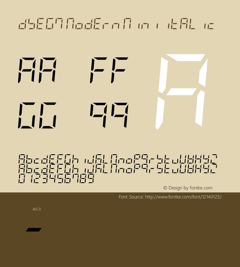 DSEG7 Modern Mini Italic Version 0.2图片样张