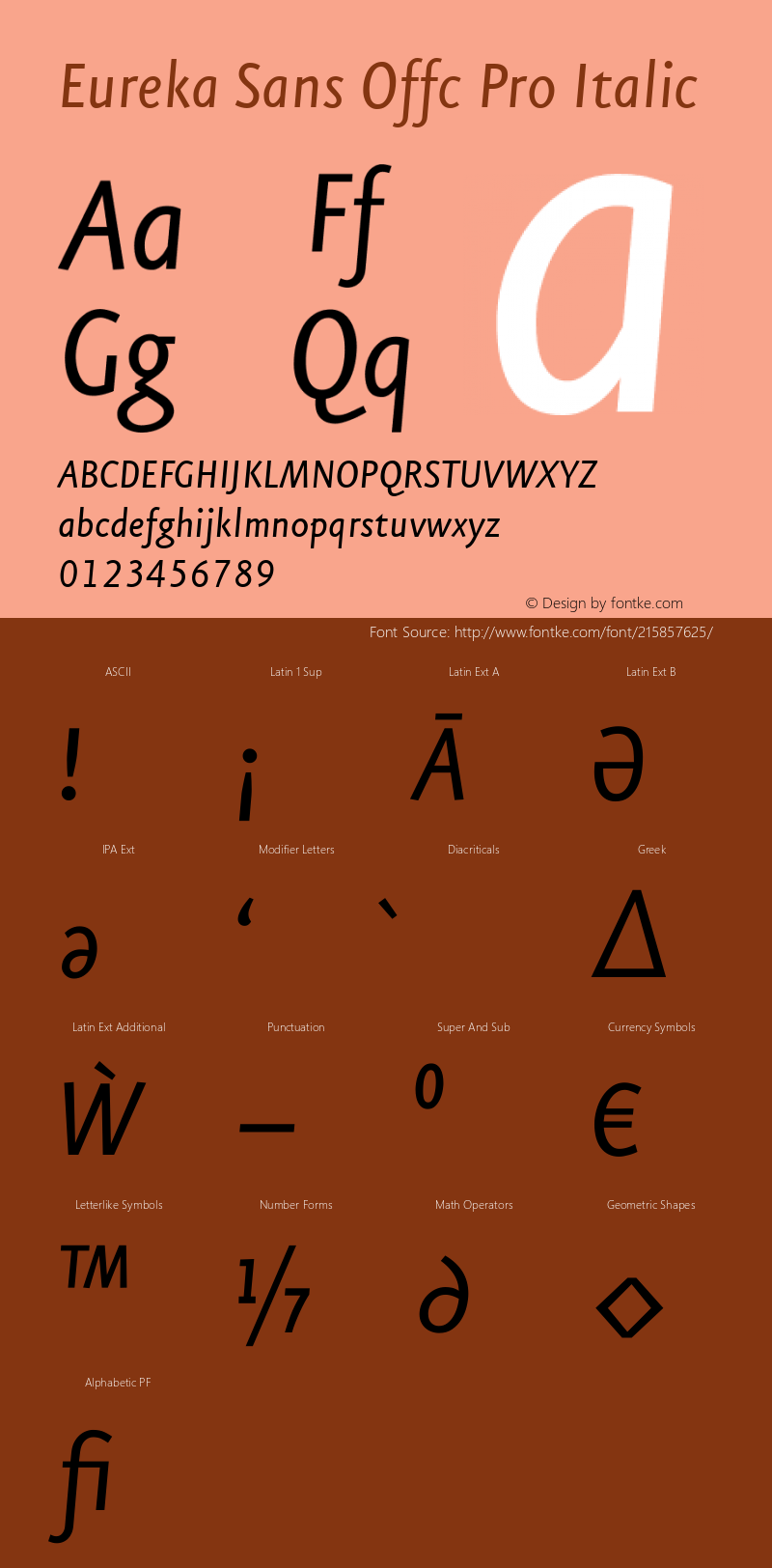 Eureka Sans Offc Pro Italic Version 7.504; 2011; Build 1020图片样张