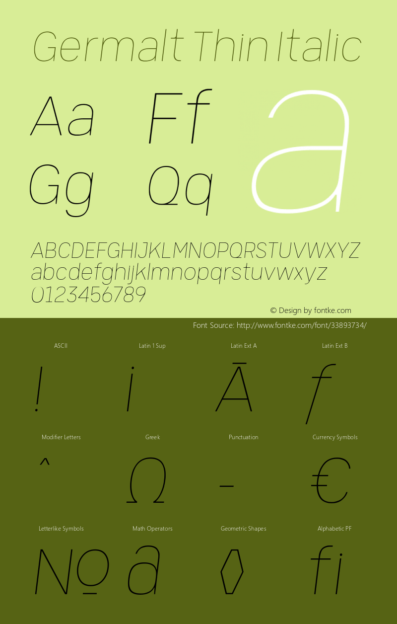 Germalt Thin Italic Version 1.000;YWFTv17图片样张