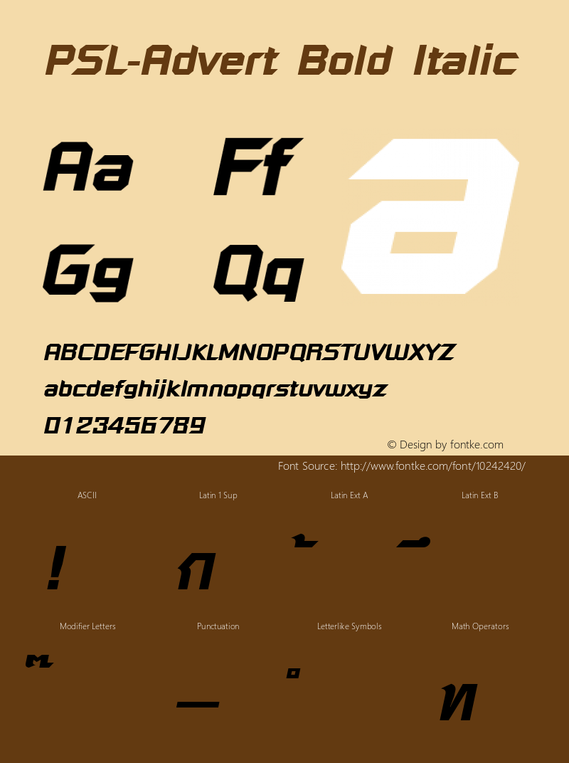PSL-Advert Bold Italic Altsys Fontographer 3.5  30/11/95图片样张